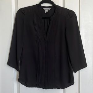 Black sheer button down top.